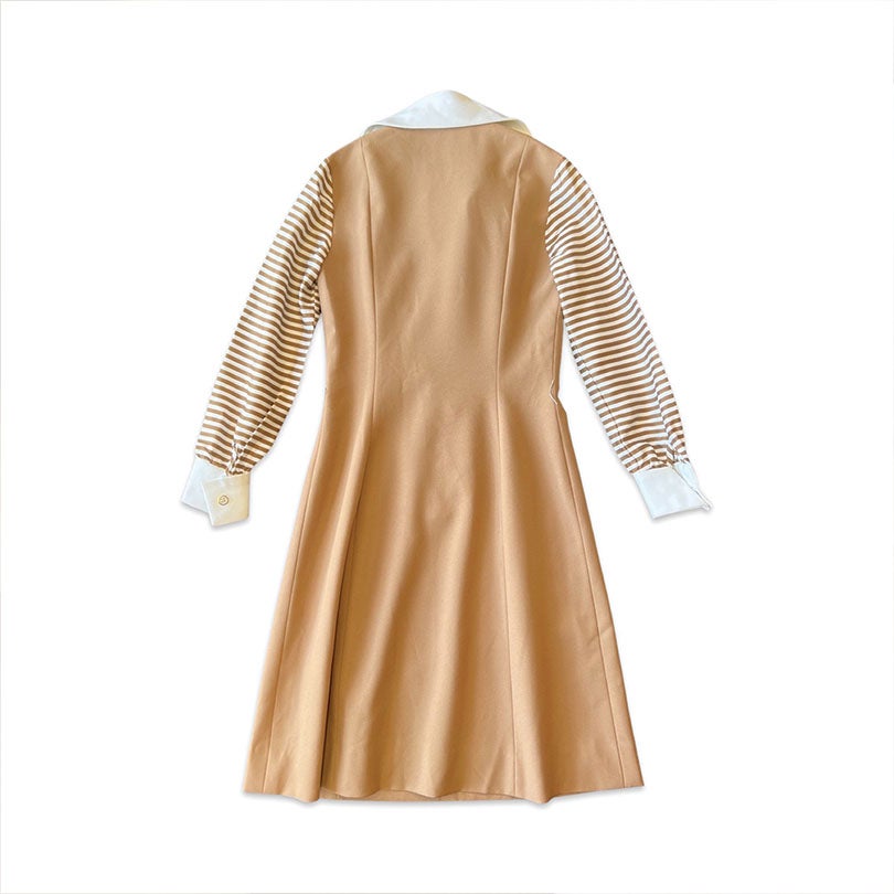 70s brown dress Retro 1970s High Neck Bohemian Long Sleeves Wedding Dress – TANYA BRIDAL main image 1